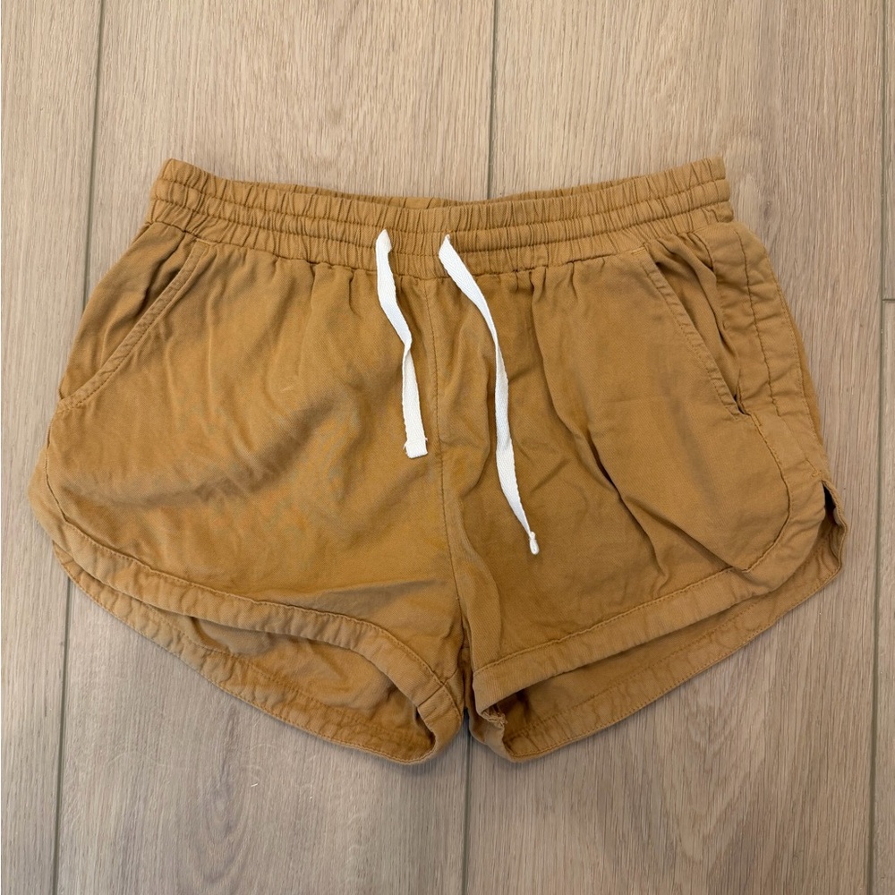 Billabong Women's Yellow Drawstring Surf Shorts with White Tie